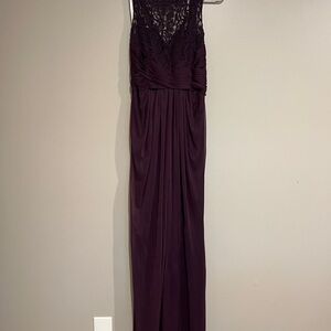 David's Bridal Deep Purple Maxi Dress